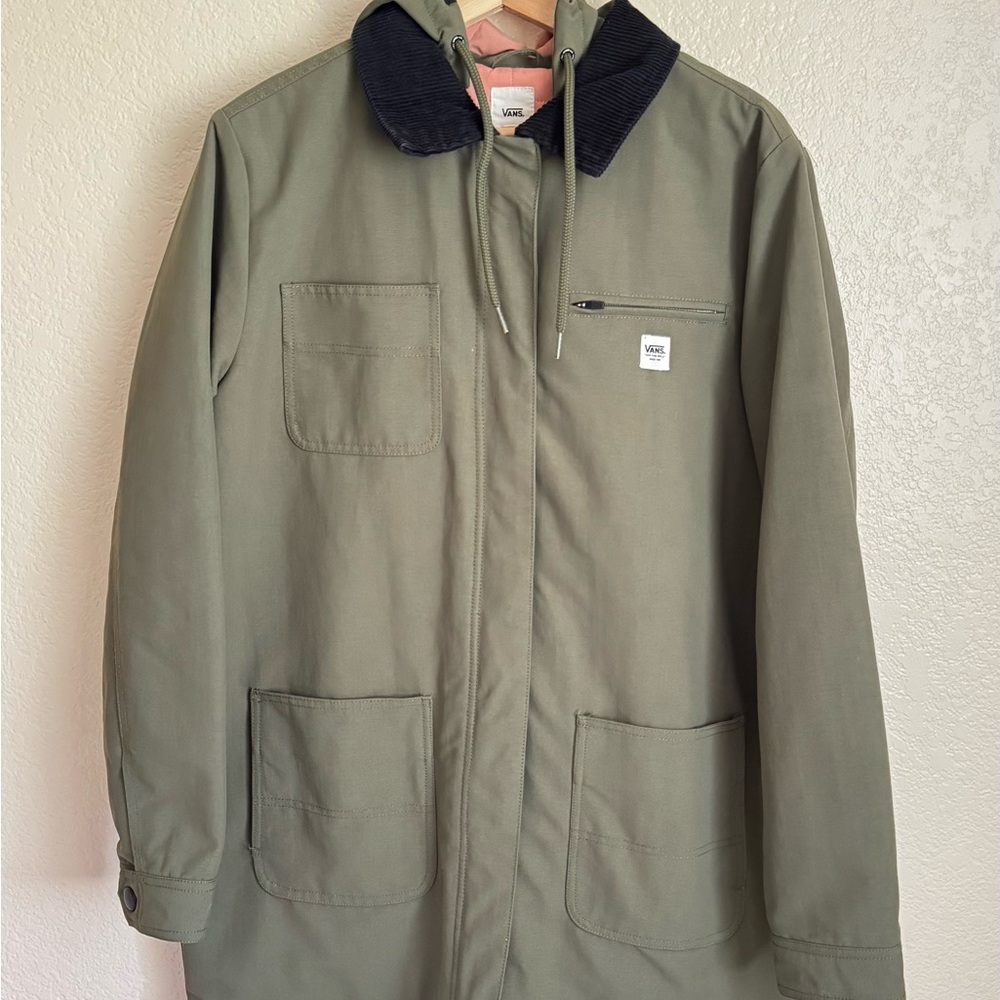 Vans Men's Military Green Field Jacket with Dark Collar